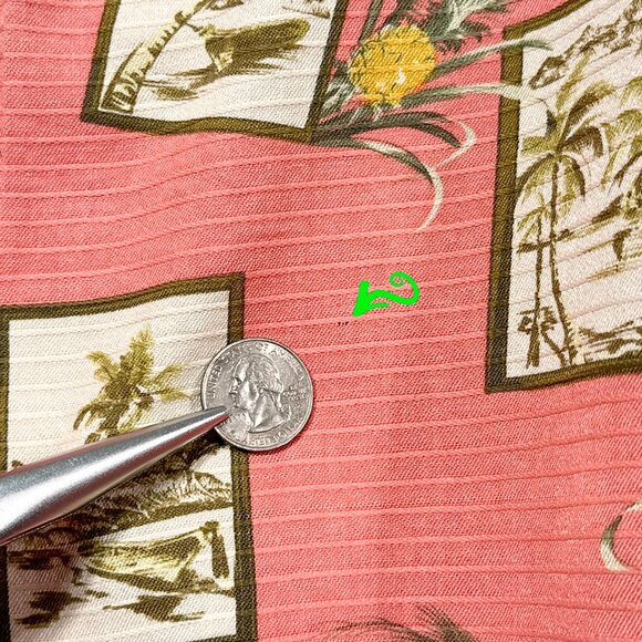 Bermuda Bay Tropical Palm Trees Pineapples 100% Silk Shirt Size L - Picture 13 of 16